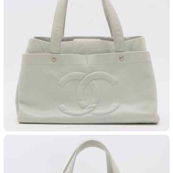 Chanel Coco Mark Caviar Skin Tote Bag Gray/Silver with silver hardware - Picture 6 of 15